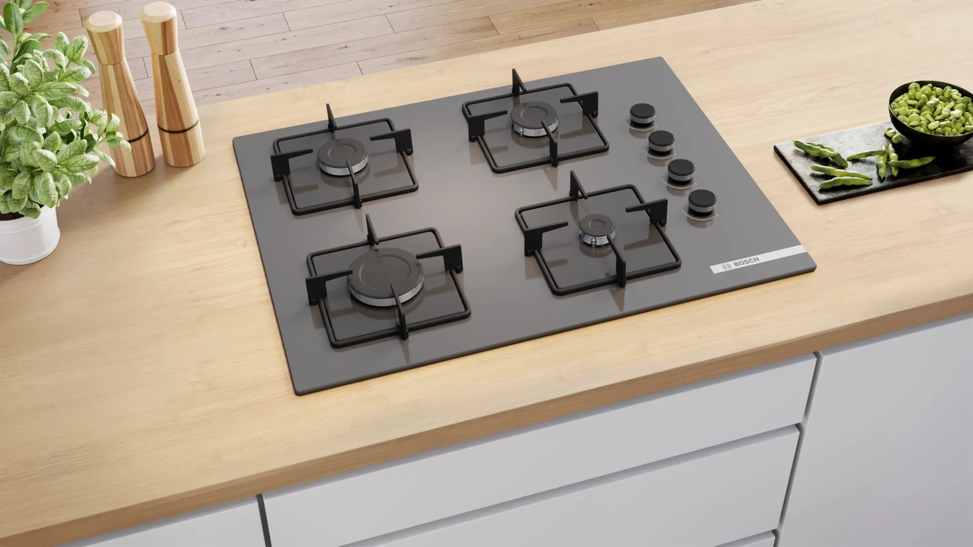 Bosch POP7C9P30O Antrasit Gri Cam Ankastre Ocak