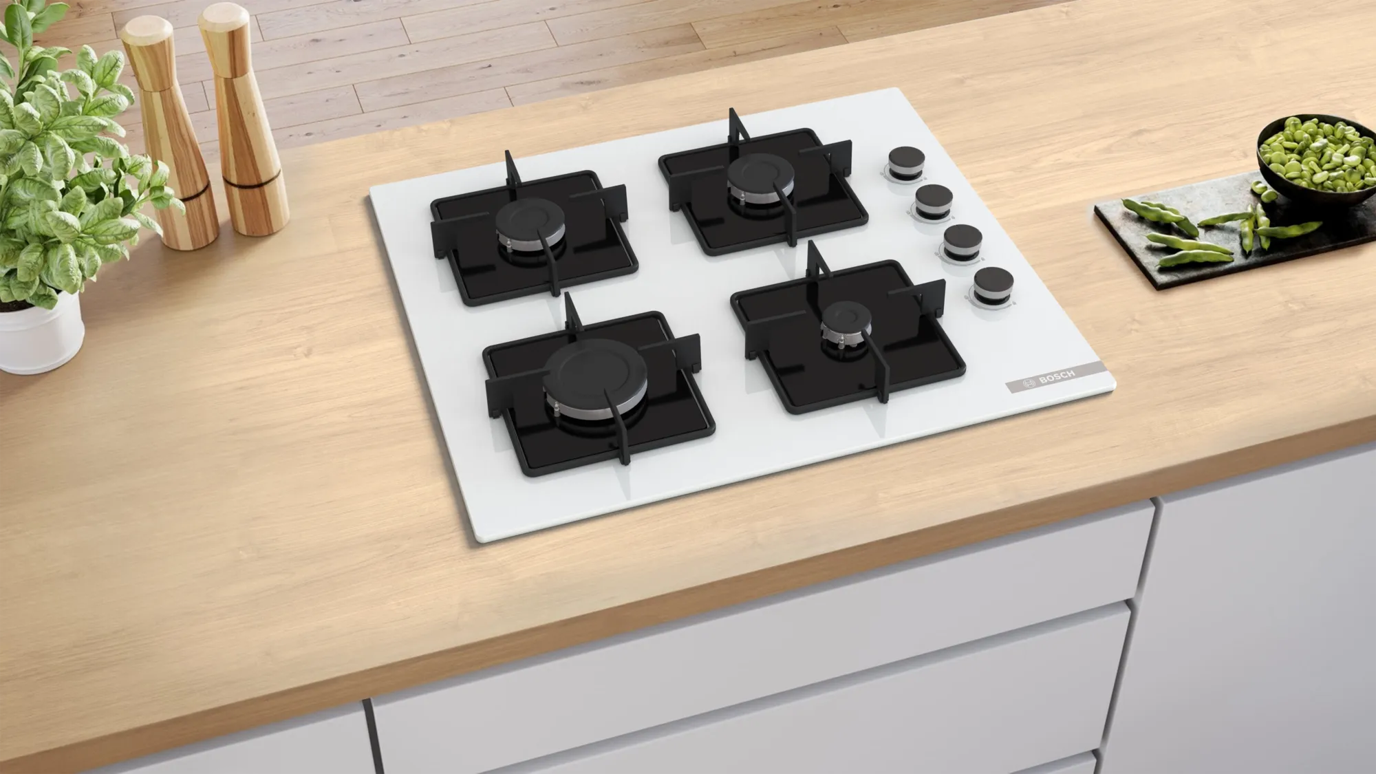 Bosch POP6C2P30O Beyaz Cam Ankastre Ocak